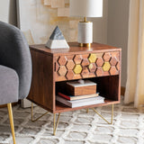 Safavieh Raveena Nightstand in Natural and Brass NST9002A 889048721241