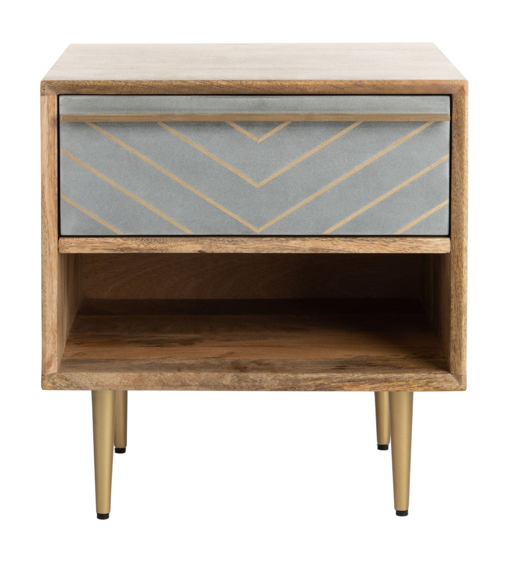 Safavieh Leni Nightstand in Natural and Brass NST9003A 889048721258