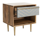 Safavieh Leni Nightstand in Natural and Brass NST9003A 889048721258