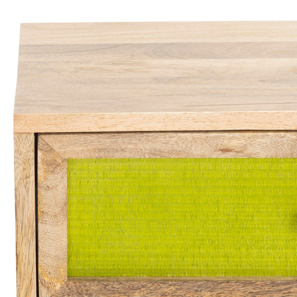 Safavieh Bahiti 1 Drawer Nighstand Natural / Black Wood NST9008A