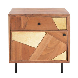 Safavieh Ballard 1 Drawer 1 Door Nightstand Natural / Gold Wood NST9009A