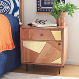 Safavieh Ballard 1 Drawer 1 Door Nightstand Natural / Gold Wood NST9009A