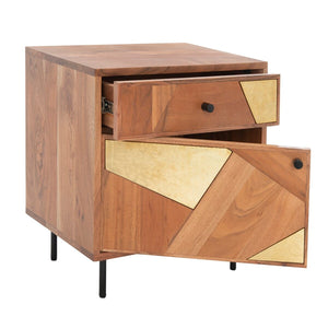 Safavieh Ballard 1 Drawer 1 Door Nightstand Natural / Gold Wood NST9009A
