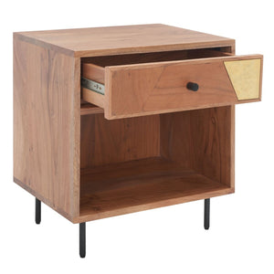 Safavieh Benford 1 Drawer Nighstand Natural / Gold Wood NST9010A