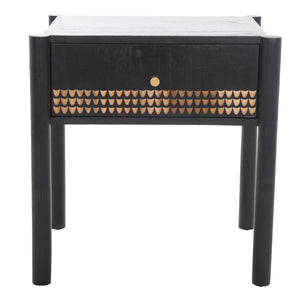 Safavieh Errington 1 Drawer Nightstand Black / Gold Wood NST9011A