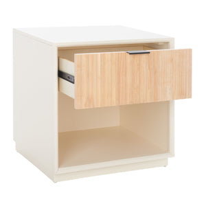 Safavieh Grayden I 1 Drawer Nightstand  White Body / Natural Front Drawer Wood NST9203A