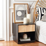 Safavieh Grayden I 1 Drawer Nightstand  Black Body / Natural Front Drawer Wood NST9203B