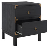 Safavieh Galio 2 Drawer Nightstand Black / Gold Particle Board, Mdf, Honeycomb,  Solid Wood, Iron NST9600B