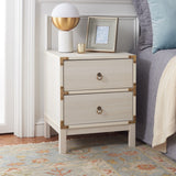 Safavieh Galio 2 Drawer Nightstand White / Gold Particle Board, Mdf, Honeycomb,  Solid Wood, Iron NST9600C