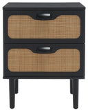 Safavieh Irelia 2 Drawer Nightstand Black Pb, Mdf, Rubber Wood NST9602B