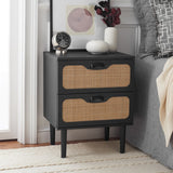 Safavieh Irelia 2 Drawer Nightstand Black Pb, Mdf, Rubber Wood NST9602B