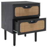 Safavieh Irelia 2 Drawer Nightstand Black Pb, Mdf, Rubber Wood NST9602B