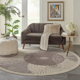 Nourison Graphic Illusions GIL04 Mid-Century Modern Machine Made Power-loomed Indoor only Area Rug Grey 7'9" x ROUND 99446332547