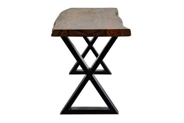 Porter Designs Manzanita Live Edge Solid Acacia Wood Natural Dining Bench Brown 07-196-13-BN58HX-KIT