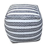 Layne Handcrafted Boho Fabric Pouf, Natural and Black