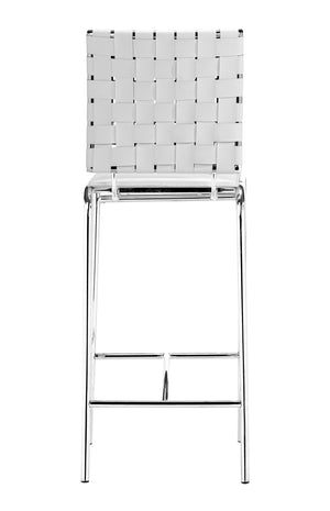 Zuo Modern Criss 100% Polyurethane, Steel Modern Commercial Grade Counter Stool Set - Set of 2 White, Chrome 100% Polyurethane, Steel