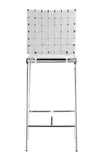 English Elm EE2959 100% Polyurethane, Steel Modern Commercial Grade Counter Chair Set - Set of 2 White, Chrome 100% Polyurethane, Steel