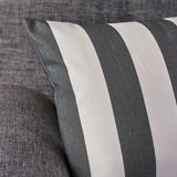 Megumi Indoor Black Striped Water Resistant Rectangular Throw Pillow Noble House