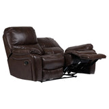 Porter Designs Ramsey Leather-Look Dual seat Transitional Reclining Love Brown 03-112C-02B-6013