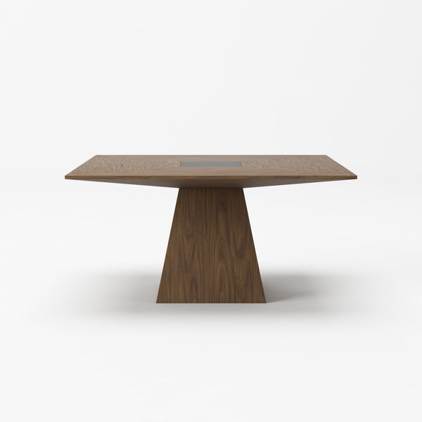 VIG Furniture Modrest Cora- Modern Walnut and Black Tempered Glass Dining Table VGBB-MI1412-WAL-DT VGBB-MI1412-WAL-DT