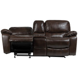 Porter Designs Ramsey Leather-Look Transitional Reclining Console Love Brown 03-112C-02-6013