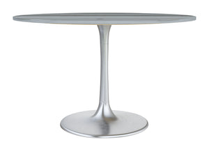 Zuo Modern Star Marble, MDF, Iron, Aluminum Modern Commercial Grade Dining Table Gray, Silver Marble, MDF, Iron, Aluminum