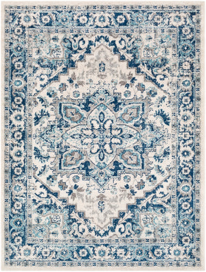 Norwich NWC-2301 Traditional Polypropylene Rug NWC2301-81012 Dark Blue, Aqua, Medium Gray, Light Gray, Cream 100% Polypropylene 8'10" x 12'