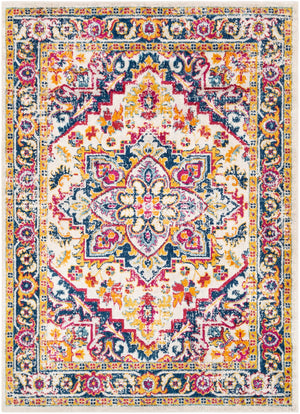 Norwich NWC-2302 Traditional Polypropylene Rug NWC2302-81012 Bright Pink, Bright Red, Dark Blue, Aqua, Cream, Medium Gray, Bright Orange 100% Polypropylene 8'10" x 12'