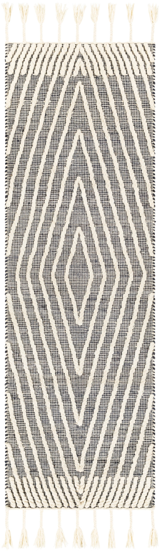 Norwood NWD-2300 Global Jute, Wool Rug NWD2300-268 Charcoal, Ink, Cream 60% Jute, 40% Wool 2'6" x 8'