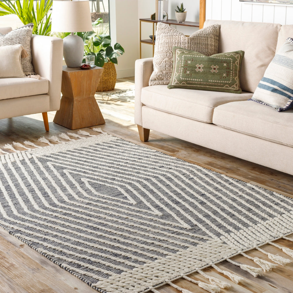 Norwood NWD-2300 Global Jute, Wool Rug NWD2300-81012 Charcoal, Ink, Cream 60% Jute, 40% Wool 8'10" x 12'