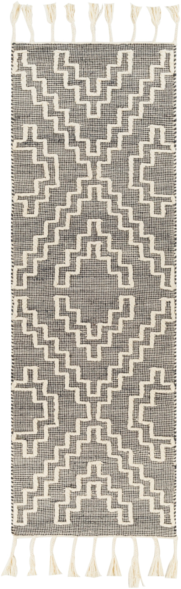 Norwood NWD-2301 Global Jute, Wool Rug NWD2301-268 Charcoal, Cream 60% Jute, 40% Wool 2'6" x 8'