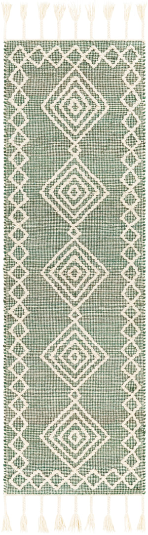 Norwood NWD-2305 Global Jute, Wool Rug NWD2305-268 Dark Green, Cream 60% Jute, 40% Wool 2'6" x 8'