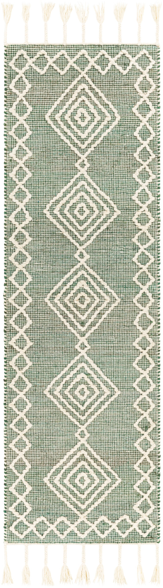 Norwood NWD-2305 Global Jute, Wool Rug NWD2305-268 Dark Green, Cream 60% Jute, 40% Wool 2'6" x 8'