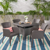 Noble House Corsica Outdoor 5 Piece Wicker Dining Set, Grey