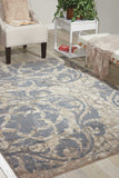 Nourison Maxell MAE10 Modern Machine Made Power-loomed Indoor only Area Rug Ivory/Blue 9'3" x 12'9" 99446343802