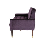 Hertford Tufted Velvet Sofa with Gold Tipped Tapered Legs, Blackberry and Gold Finish Noble House