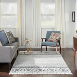 Nourison Nicole Curtis Series 3 SR303 Bohemian Handmade Hand Woven Indoor only Area Rug Grey/Ivory 5'3" x 7'6" 99446882837