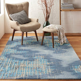 Nourison Symmetry SMM08 Artistic Handmade Tufted Indoor Area Rug Blue/Beige 5'3" x 7'9" 99446495556