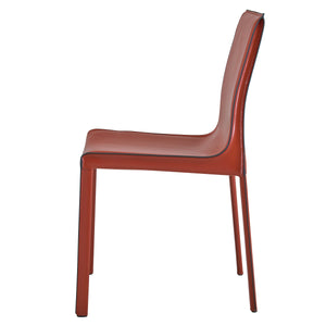 Gervin Recycled Leather Chair Set of 2 - Modern Minimalist Design with Sturdy Steel Frame