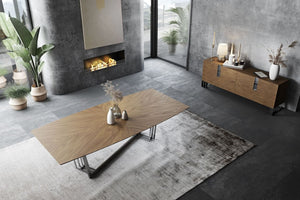 VIG Furniture Modrest Gilroy - Modern Walnut & Stainless Steel Dining Table VGBBMI2003T-WAL-DT