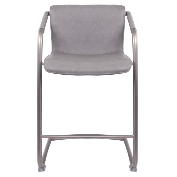 Indy Leatherette Counter Stool Set of 2 - Chic Industrial Design with Vintage Style, Fully Assembled