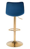 Zuo Modern Prima 100% Polyester, Plywood, Steel Modern Commercial Grade Barstool Dark Blue, Gold 100% Polyester, Plywood, Steel