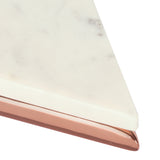 Corral Modern Glam Handcrafted Banswara Marble Top C-Shaped Side Table, White and Rose Gold Noble House