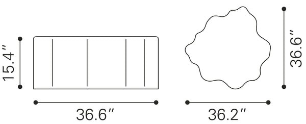 Zuo Modern Kortha Aluminum Modern Commercial Grade Coffee Table Antique Silver Aluminum