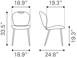 Zuo Modern Terrence 100% Polyurethane, Plywood, Steel Modern Commercial Grade Dining Chair Set - Set of 2 Vintage Gray, Black 100% Polyurethane, Plywood, Steel