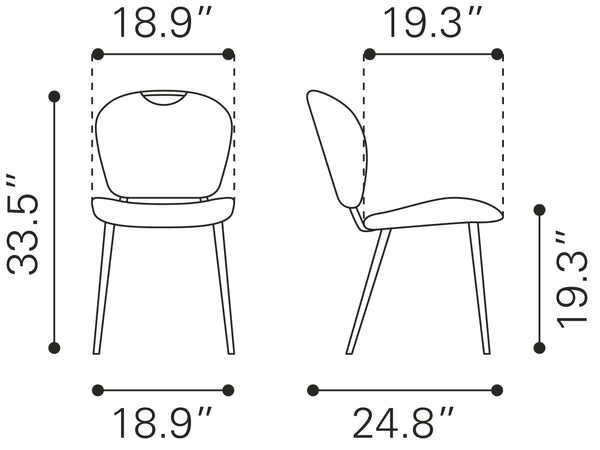 Zuo Modern Terrence 100% Polyurethane, Plywood, Steel Modern Commercial Grade Dining Chair Set - Set of 2 Vintage Gray, Black 100% Polyurethane, Plywood, Steel