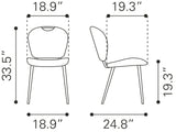 Zuo Modern Terrence 100% Polyurethane, Plywood, Steel Modern Commercial Grade Dining Chair Set - Set of 2 Vintage Gray, Black 100% Polyurethane, Plywood, Steel