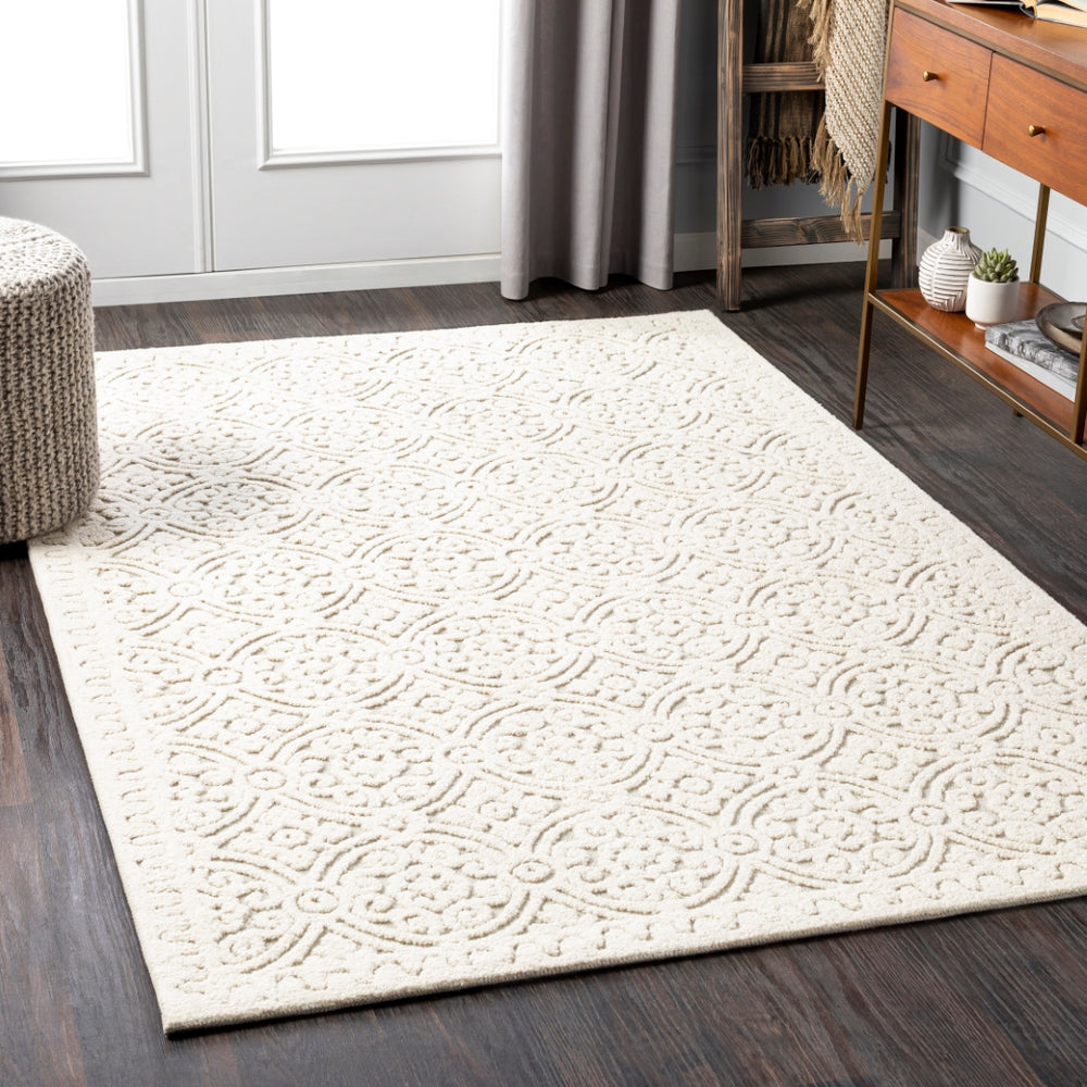 Oakland OAA-1008 Traditional Wool Rug OAA1008-576 Cream, Khaki, Silver Gray 100% Wool 5' x 7'6"