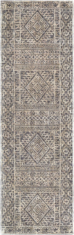 Oakland OAA-1009 Global Wool Rug OAA1009-268 Black, Medium Gray, Khaki 100% Wool 2'6" x 8'