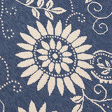 Wildflower Outdoor 7'10" x 10' Botanical Area Rug, Blue and Ivory Noble House